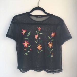 Zara mesh embroidered shirt